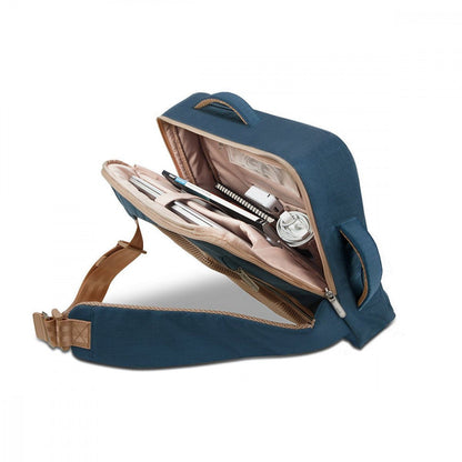 Moshi Venturo Slim Ergonomic Crossbody Laptop Backpack with Cushioned Compartments (16" Bahama Blue)