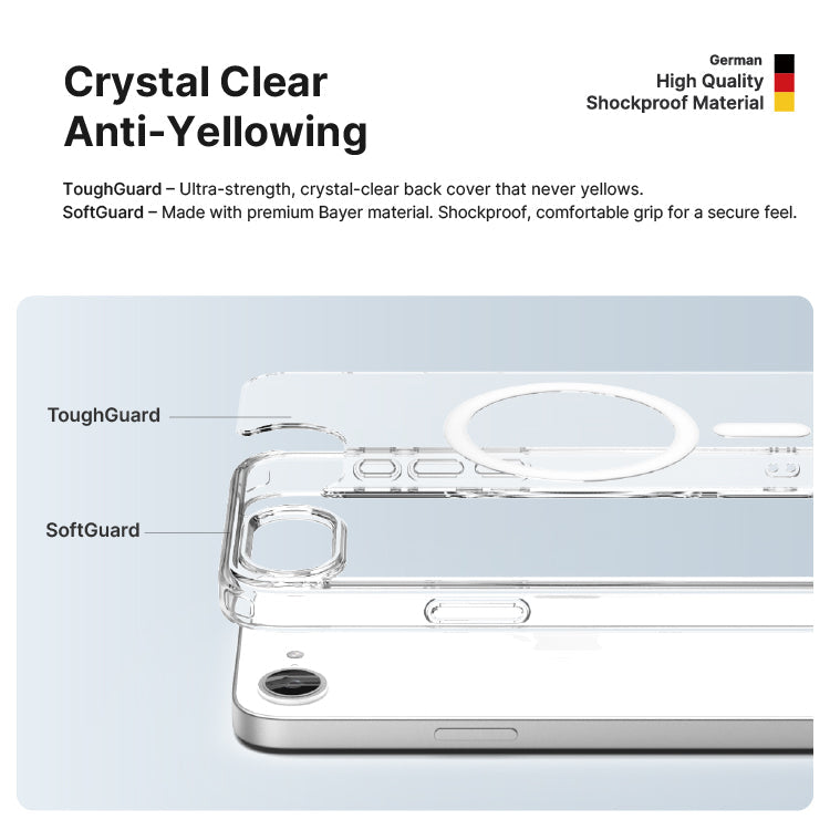 Power Support JTLEGEND Hybrid Cushion Mag Case with MagSafe for Apple iPhone 16e (2025) - Crystal