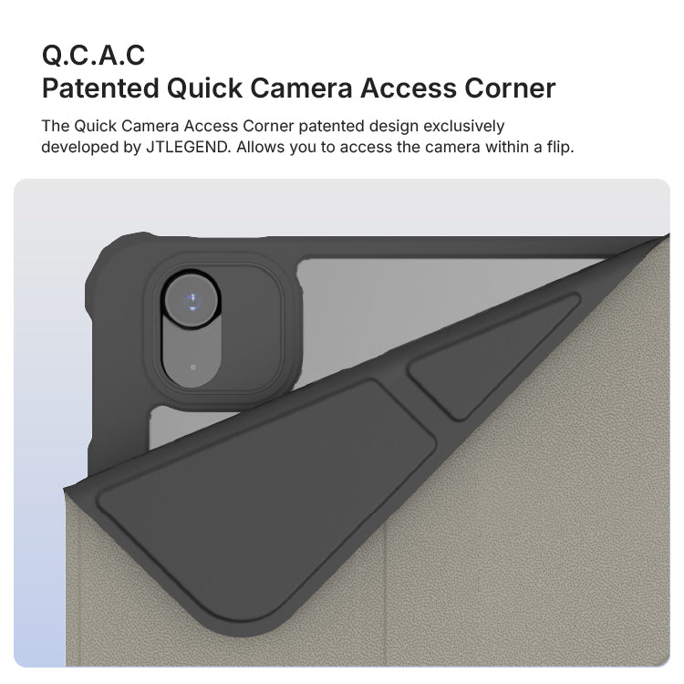 JTLEGEND Youth Q.C.A.C. Clear Magnetic Stand Case with Pencil Slot for iPad Air 13" (2024/2025)/iPad Pro 12.9" (2020-2022) - Jet Black