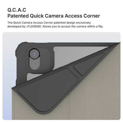 JTLEGEND Youth Q.C.A.C. Clear Magnetic Stand Case with Pencil Slot for iPad Air 13" (2024/2025)/iPad Pro 12.9" (2020-2022) - Jet Black