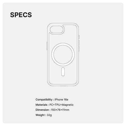 Power Support JTLEGEND Hybrid Cushion Mag Case with MagSafe for Apple iPhone 16e (2025) - Crystal