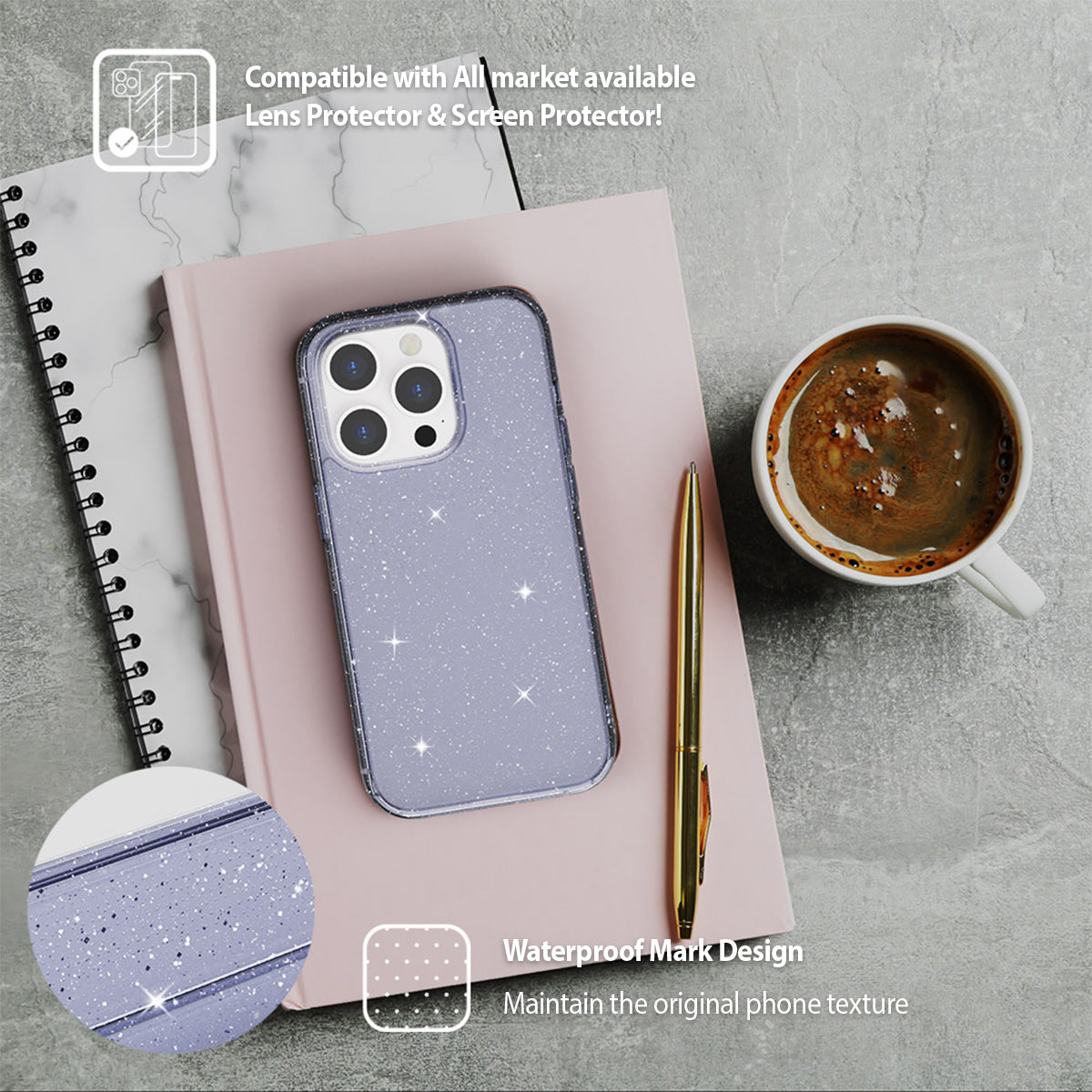 JTLEGEND Glitter Hybrid Cushion Case for iPhone 15 Series (2023)