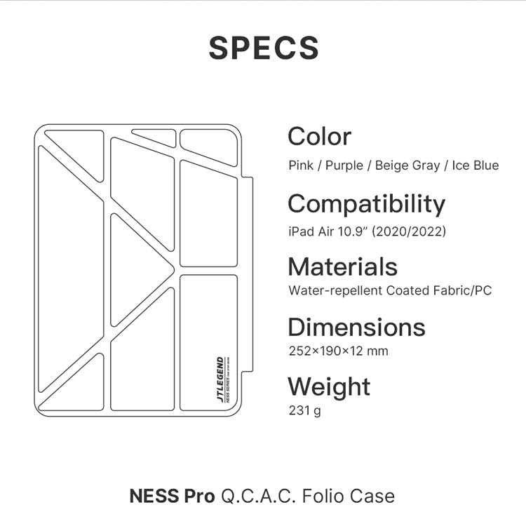 JTLEGEND Ness Pro QCAC Folio Case with Pencil Clip | Pencil Holder&Clip for iPad Air 11" (2024/2025)/iPad Air 10.9" (2022/2020)/iPad Air 13" (2024/2025)/iPad Pro 11" (2024)/iPad Pro 13" (2024)