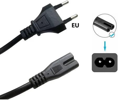 Komass 2 Pin 250V 2.5A Europe Plug Extension Power Cords to IEC C7 Figure 8 Power Cord Cable